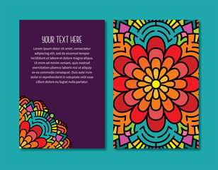 Abstract alebrije inspired ornament vector card template - 206384329