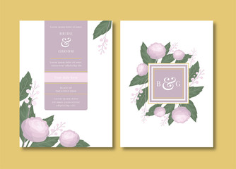 Floral wedding invitation vector card template - 206384345