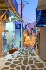 Mykonos town in the evening