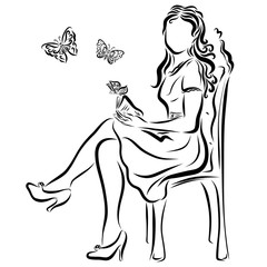 A girl reads a romantic book or a fantasy