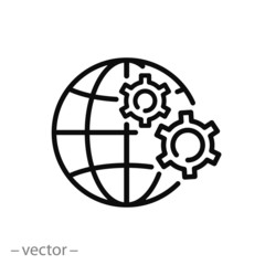 globe with gears icon vector