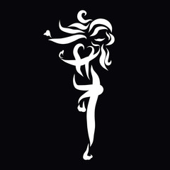 Emotional dance of a young woman, sport and beauty