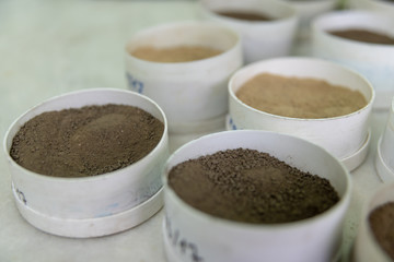 soil samples prepared for testing in a laboratory