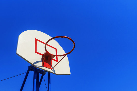 Basketball hoop on basketball playground outdoor