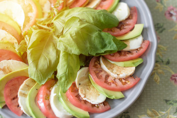 mozzarella, avocado, tomatoes