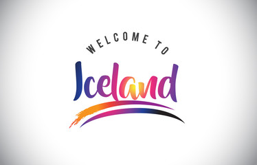 Iceland Welcome To Message in Purple Vibrant Modern Colors.