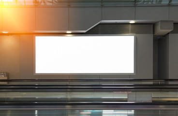 Blank advertising billboard at airport,mockup poster media template ads display