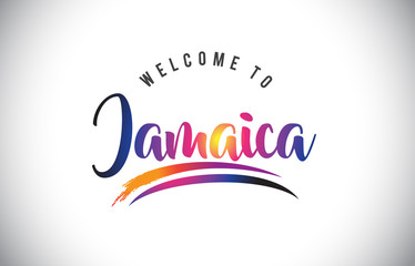 Jamaica Welcome To Message in Purple Vibrant Modern Colors.