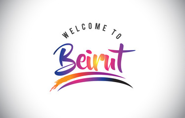 Fototapeta premium Beirut Welcome To Message in Purple Vibrant Modern Colors.
