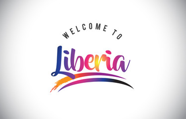 Liberia Welcome To Message in Purple Vibrant Modern Colors.
