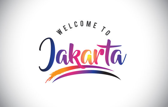 Jakarta Welcome To Message in Purple Vibrant Modern Colors.