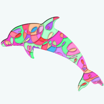 Beautiful dolphin with a bright pattern and texture