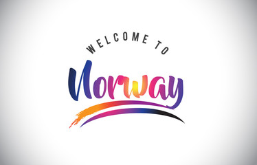 Norway Welcome To Message in Purple Vibrant Modern Colors.