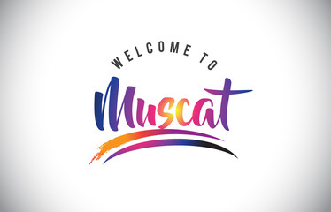 Muscat Welcome To Message in Purple Vibrant Modern Colors.