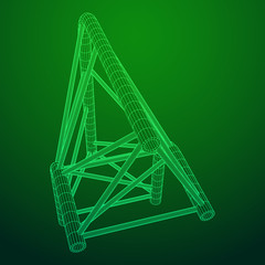 Truss girder element. Wireframe low poly mesh vector illustration.