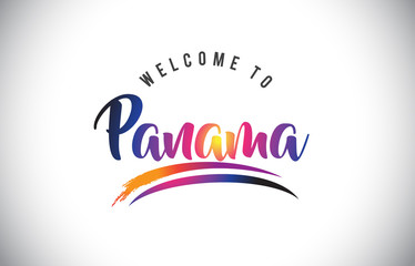 Panama Welcome To Message in Purple Vibrant Modern Colors.