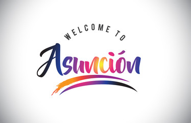 Asunción Welcome To Message in Purple Vibrant Modern Colors.