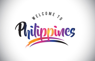 Philippines Welcome To Message in Purple Vibrant Modern Colors.