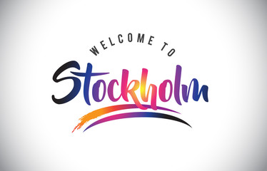 Stockholm Welcome To Message in Purple Vibrant Modern Colors.