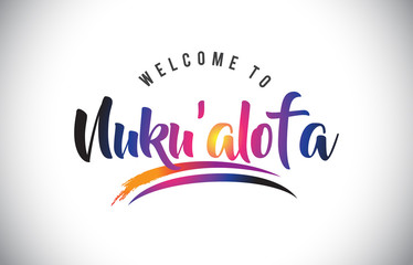 Nuku'alofa Welcome To Message in Purple Vibrant Modern Colors.