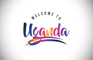 Uganda Welcome To Message in Purple Vibrant Modern Colors.