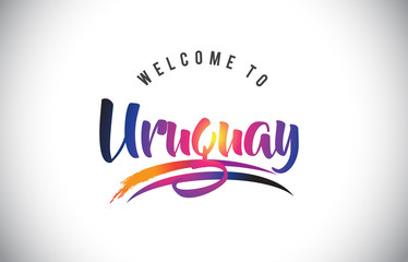 Uruguay Welcome To Message in Purple Vibrant Modern Colors.