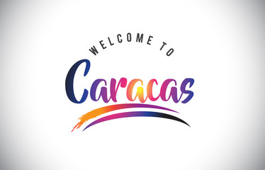 Caracas Welcome To Message in Purple Vibrant Modern Colors.