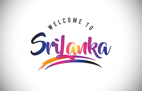 SriLanka Welcome To Message in Purple Vibrant Modern Colors.