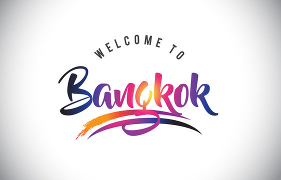 Bangkok Welcome To Message in Purple Vibrant Modern Colors.