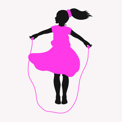 Children's useful leisure and sports, a girl with a rope