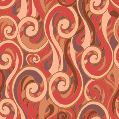 Abstract colorful curly lines seamless patterns set. Waves and curls vector illustration.