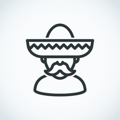 Sombrero Mexican man icon
