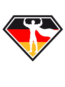 superheld retter wappen diamant form super button 3 farben deutschland nation schwarz rot gold flagge design logo cool