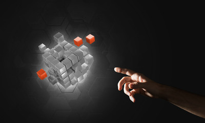 Idea of new technologies and integration presented by cube figure