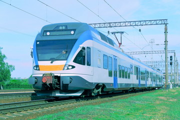 Fototapeta premium Electric train on the stretch.