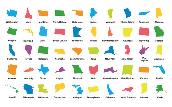 United States of America. 50 States. Vector illustration
