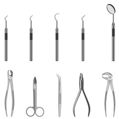 Dental tools vector icon set