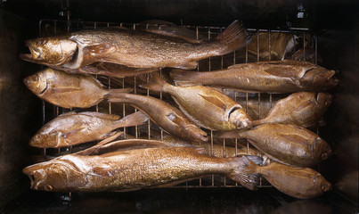 Smoked fish ( Seatrout, pinfish, Atlantic Croaker) on the grill