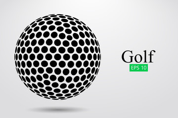Silhouette of a golf ball. Vector illustration - obrazy, fototapety, plakaty