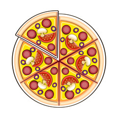 pizza ingredients in doodle style