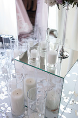 Wedding decoration trends. Wedding candles in the glass