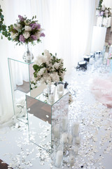 Wedding decoration trends. Wedding candles in the glass