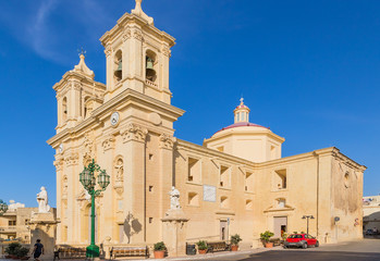 Fototapeta premium Gharghur, Malta. Parish Church of Bartholomew the Apostle, 1610-1633, baroque facade of 1773