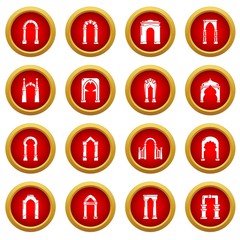 Arch types icons set. Simple illustration of 16 arch types vector icons for web