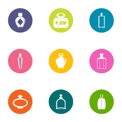 Fragrance icons set. Flat set of 9 fragrance vector icons for web isolated on white background