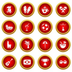 Travel Brazil icons set. Simple illustration of 16 Brasil travel vector icons for web