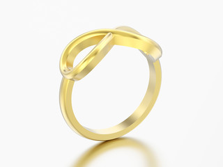 3D illustration gold simple infinity ring
