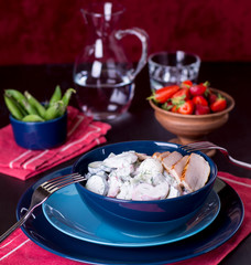 Spring sadishes salad in yogurt sauce