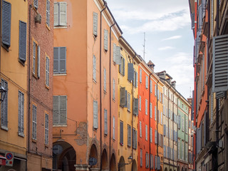 Typical colorful old houses in Modena, Italy