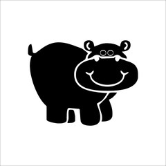 Funny hippo icon. Vector Illustration on white background